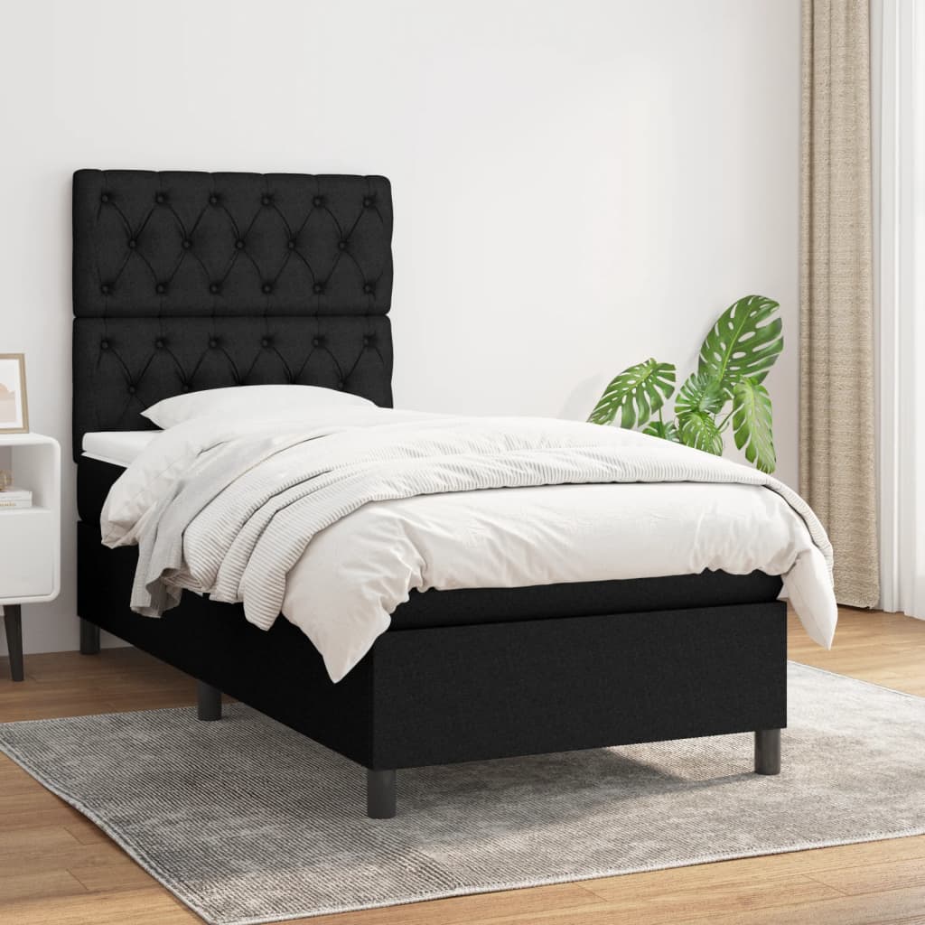 Lit À Ressorts Avec Tête De Lit Tissu