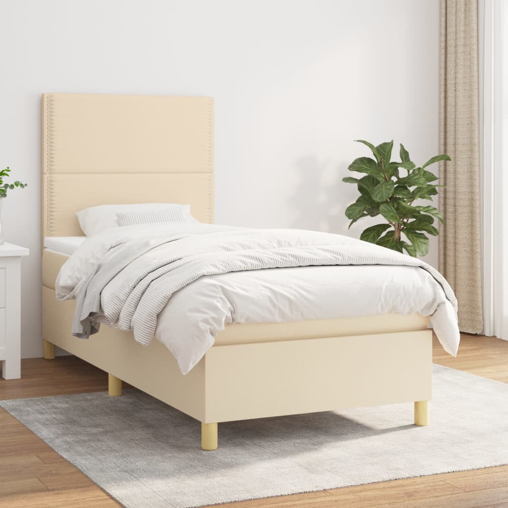Sommier À Lattes De Lit Avec Matelas 100X200Cm Tissu