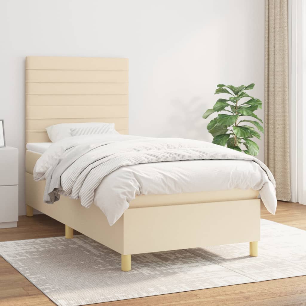 Sommier À Lattes De Lit Avec Matelas 100X200Cm Tissu