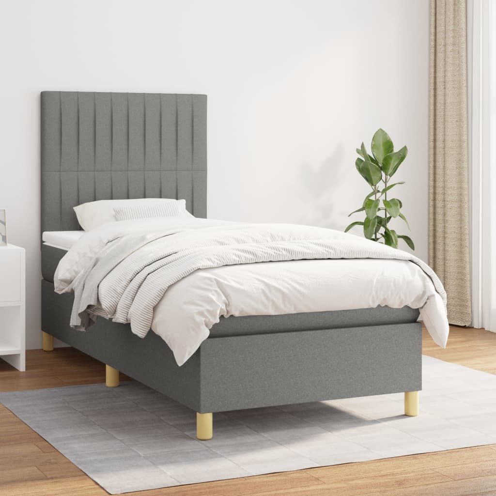 Sommier À Lattes De Lit Avec Matelas 100X200Cm Tissu