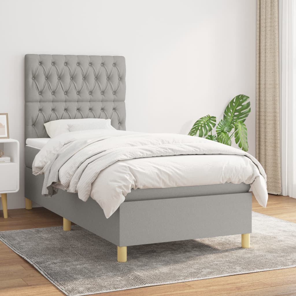 Sommier À Lattes De Lit Avec Matelas 100X200Cm Tissu