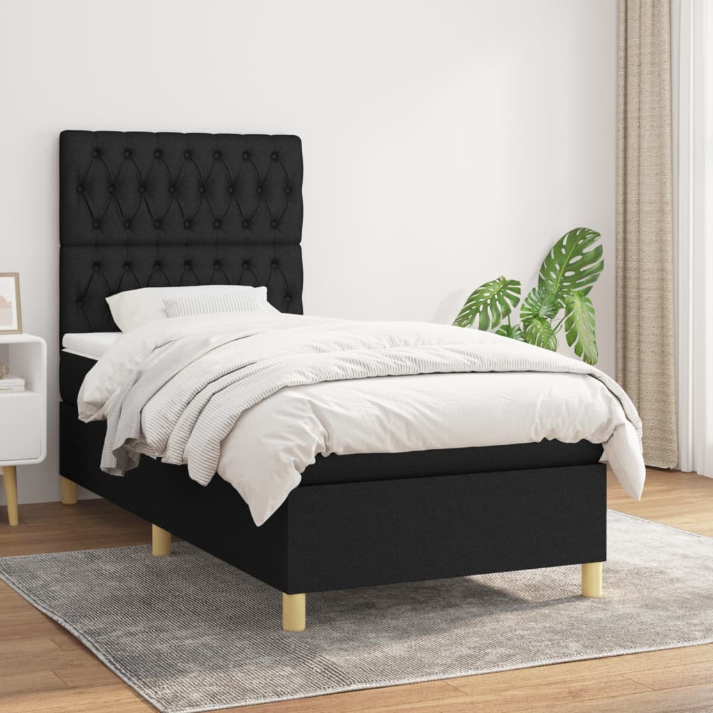 Sommier À Lattes De Lit Avec Matelas 100X200Cm Tissu