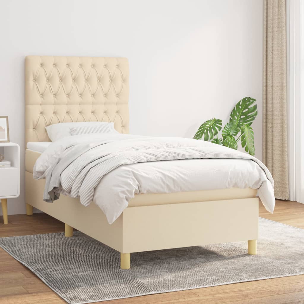 Sommier À Lattes De Lit Avec Matelas 100X200Cm Tissu