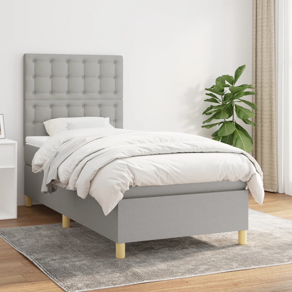 Sommier À Lattes De Lit Avec Matelas 100X200Cm Tissu