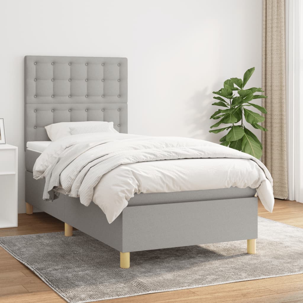 Sommier À Lattes De Lit Avec Matelas 100X200Cm Tissu