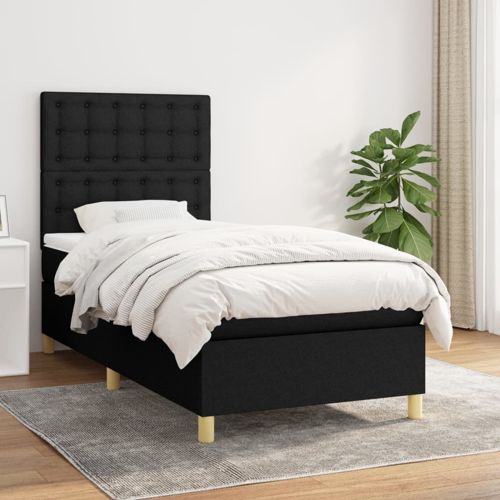 Sommier À Lattes De Lit Avec Matelas 100X200Cm Tissu