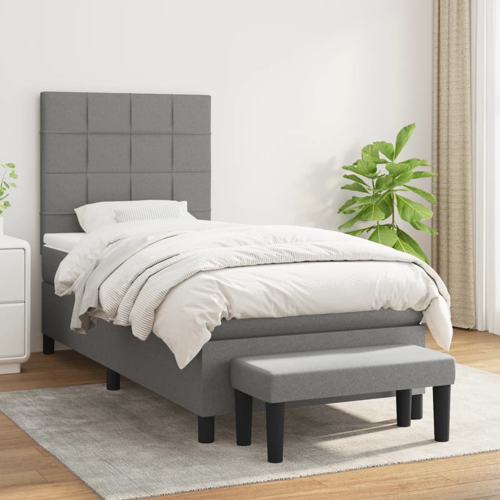 Lit À Ressorts Avec Tête De Lit Tissu