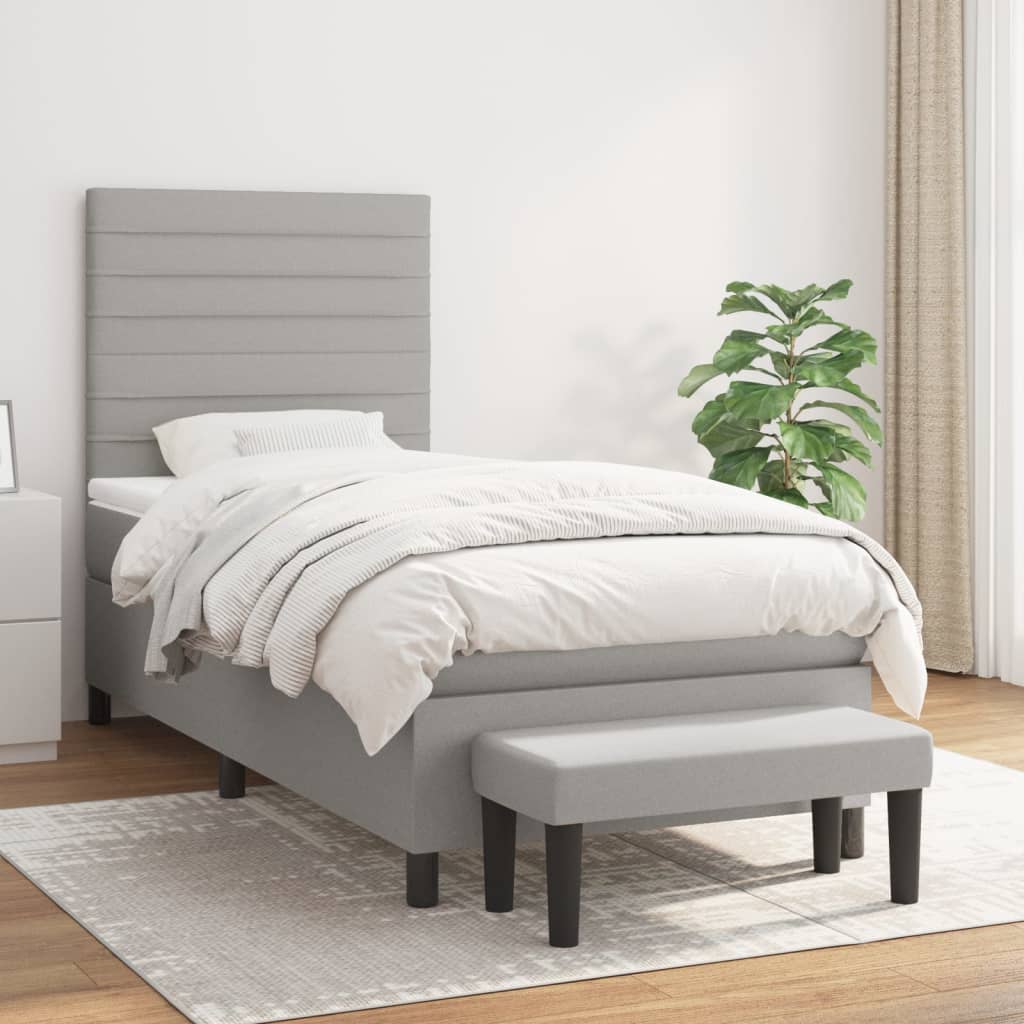 Lit À Ressorts Avec Tête De Lit Tissu