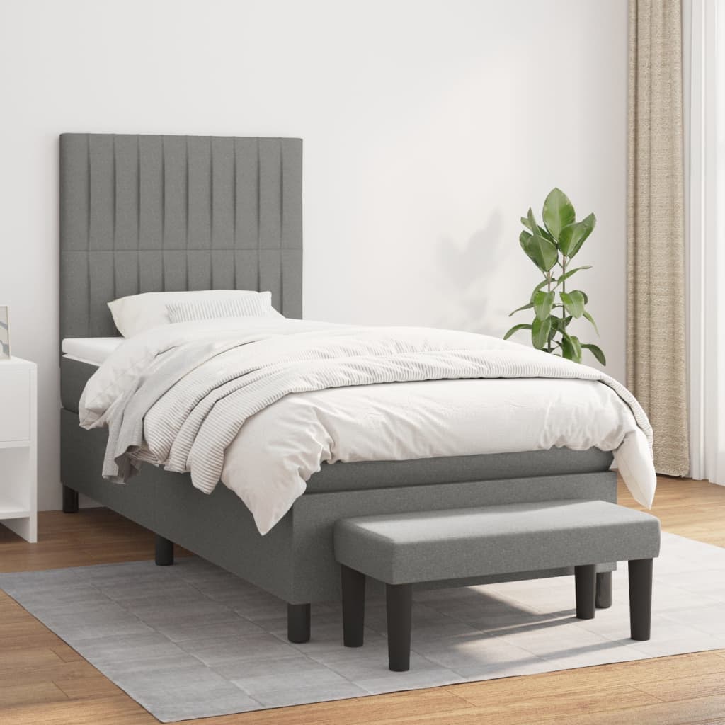 Lit À Ressorts Avec Tête De Lit Tissu