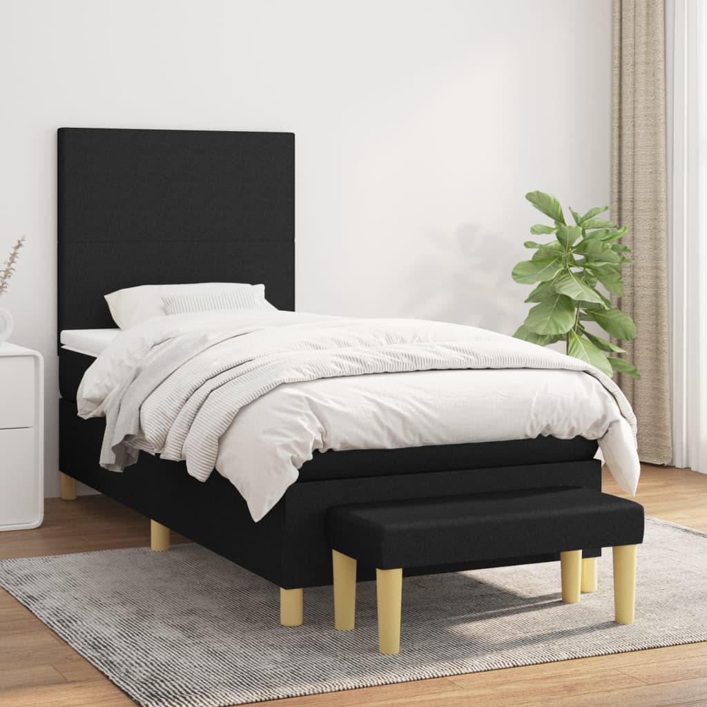 Lit À Ressorts Avec Coussin 190 X 90 Cm Tissu