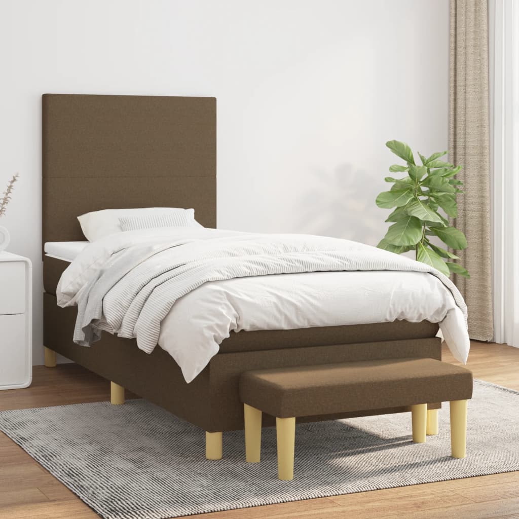 Lit À Ressorts Avec Coussin 190 X 90 Cm Tissu