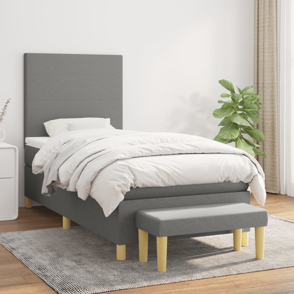 Lit À Ressorts Avec Coussin 190 X 90 Cm Tissu