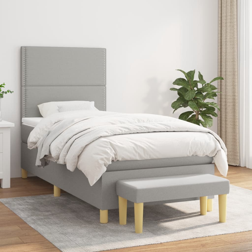 Lit À Ressorts Avec Coussin 190 X 90 Cm Tissu
