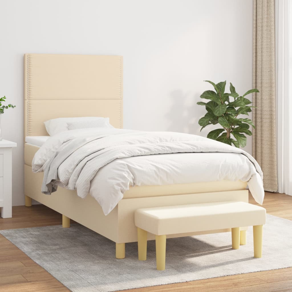 Lit À Ressorts Avec Coussin 190 X 90 Cm Tissu