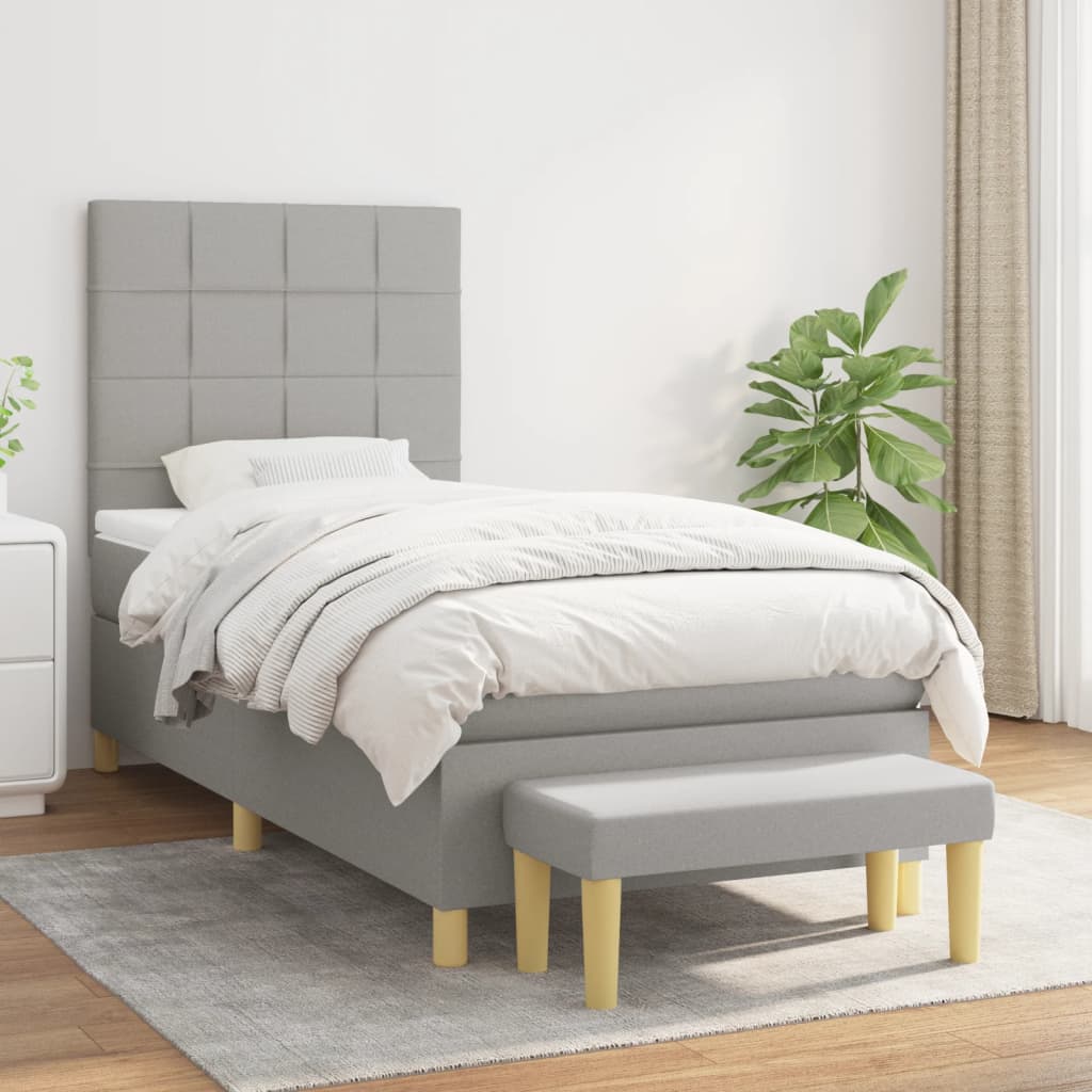 Lit À Ressorts Avec Coussin 190 X 90 Cm Tissu