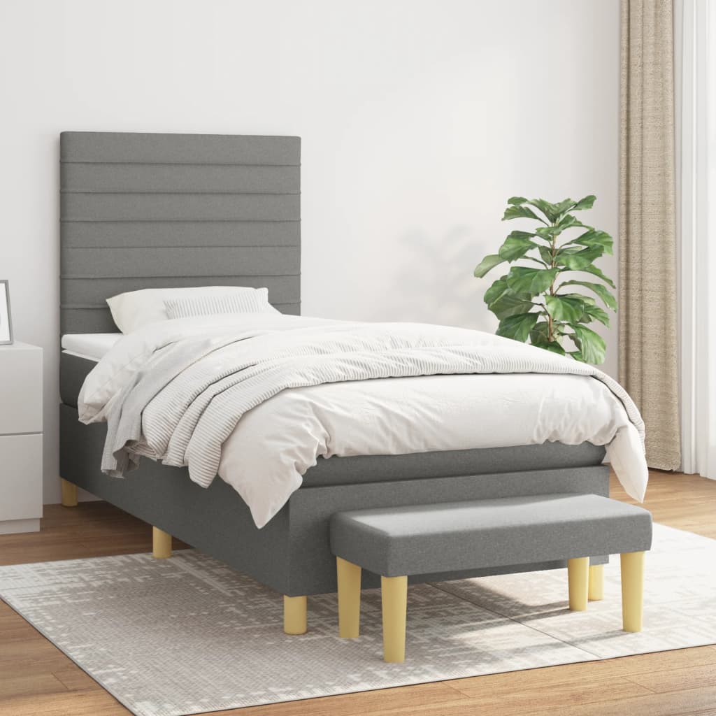 Sommier À Lattes De Lit Avec Matelas Tissu