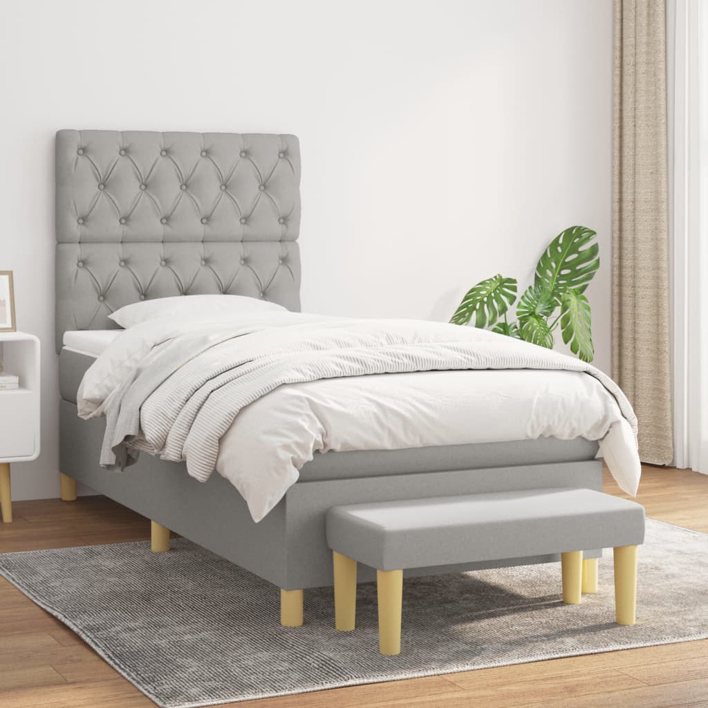 Lit À Ressorts Avec Coussin 190 X 90 Cm Tissu