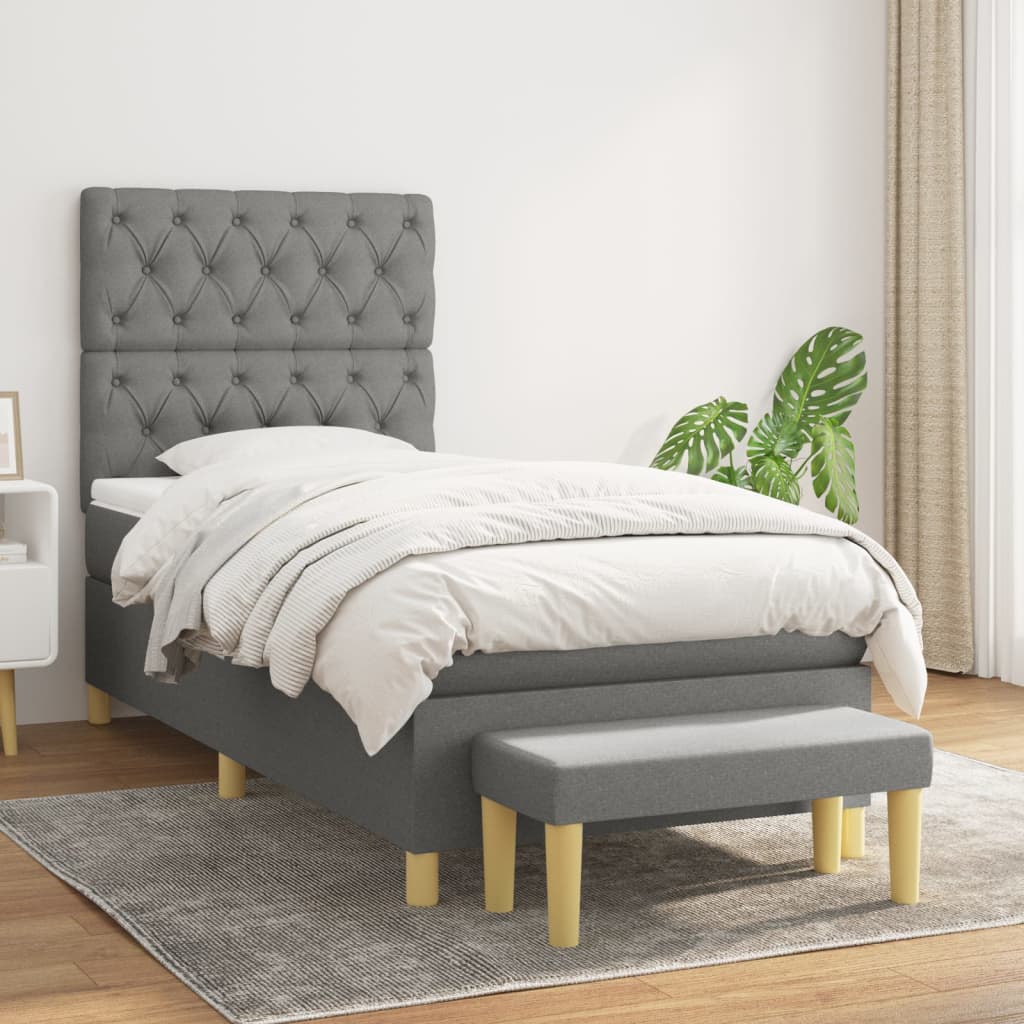 Sommier À Lattes De Lit Avec Matelas Tissu