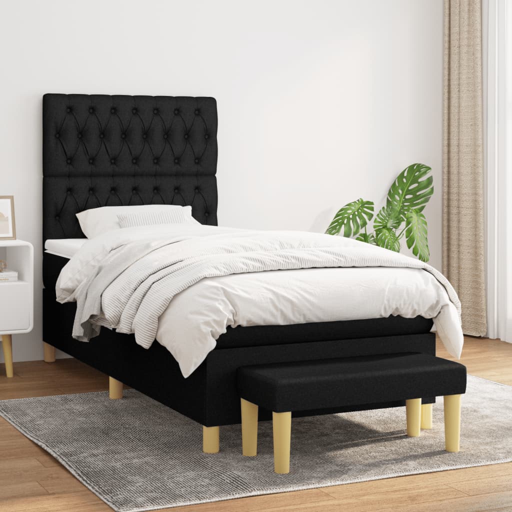 Lit À Ressorts Avec Coussin 190 X 90 Cm Tissu