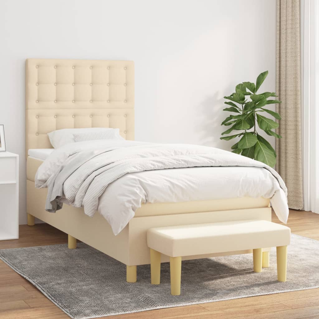 Lit À Ressorts Avec Coussin 190 X 90 Cm Tissu