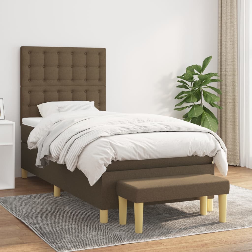 Lit À Ressorts Avec Coussin 190 X 90 Cm Tissu