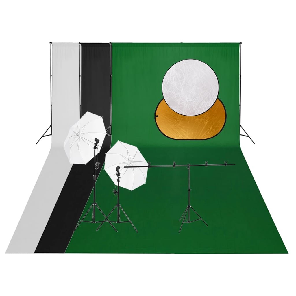 Kit De Studio Photo Avec Éclairage Toile De Fond Et Réflecteur