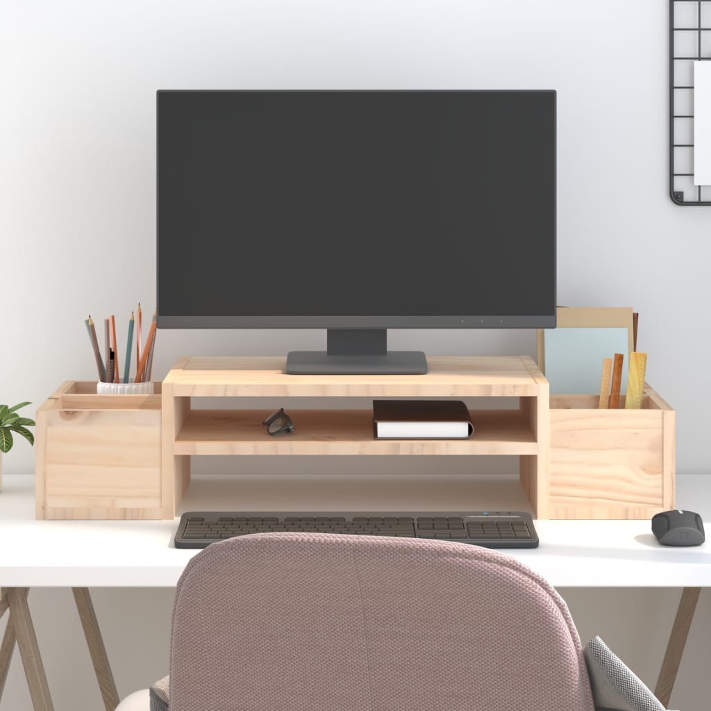 Support Pour Moniteur 70X27,5X15 Cm Bois De Pin Solide