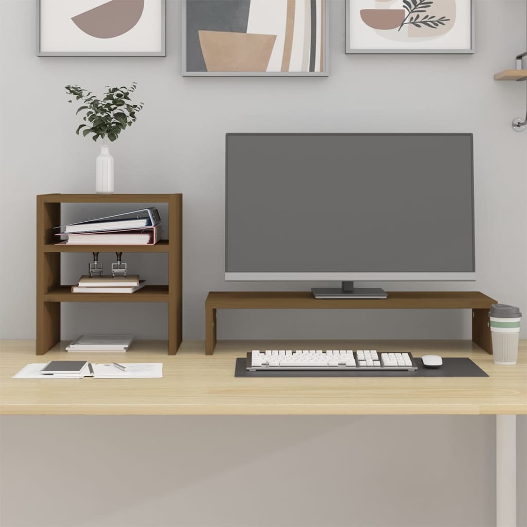 Support De Moniteur 81X20X30 Cm Bois De Pin Solide