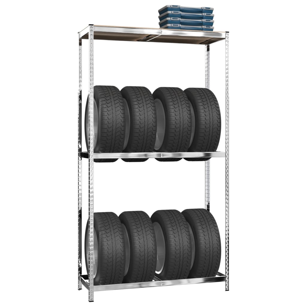 Porte-Pneus À 2 Niveaux 4 Pcs Argenté Acier
