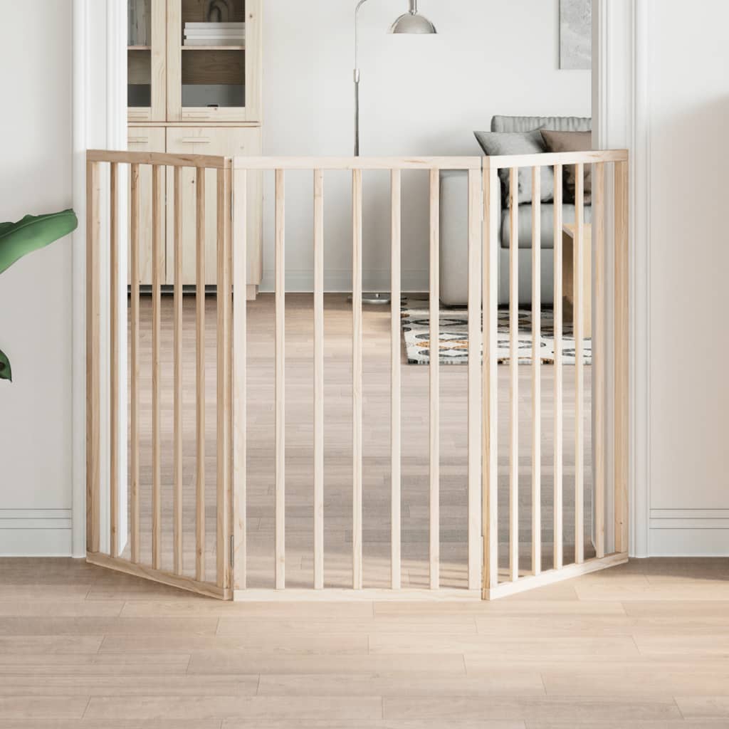Barrière Pour Chien Pliable 3 Panneaux 150 Cm Bois De Peuplier