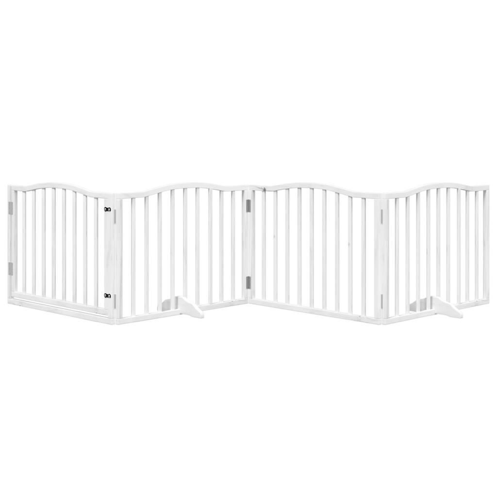 Barrière Pour Chiens Et Porte 4 Panneaux Bois De Peuplier