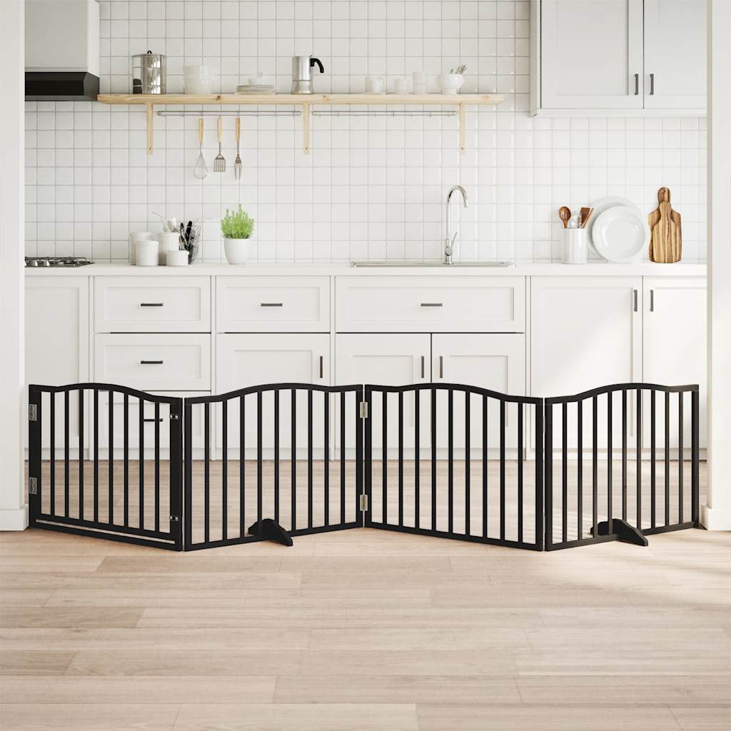 Barrière Pour Chiens Et Porte 4 Panneaux Bois De Peuplier