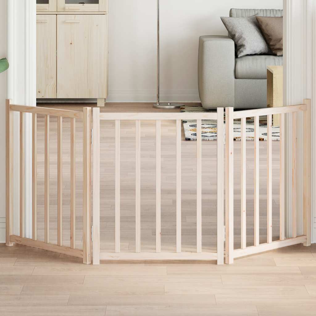 Barrière Pour Chiens Avec Porte 4 Panneaux Bois De Sapin Massif