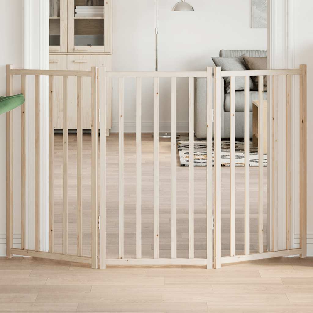 Barrière Pour Chiens Avec Porte 4 Panneaux Bois De Sapin Massif