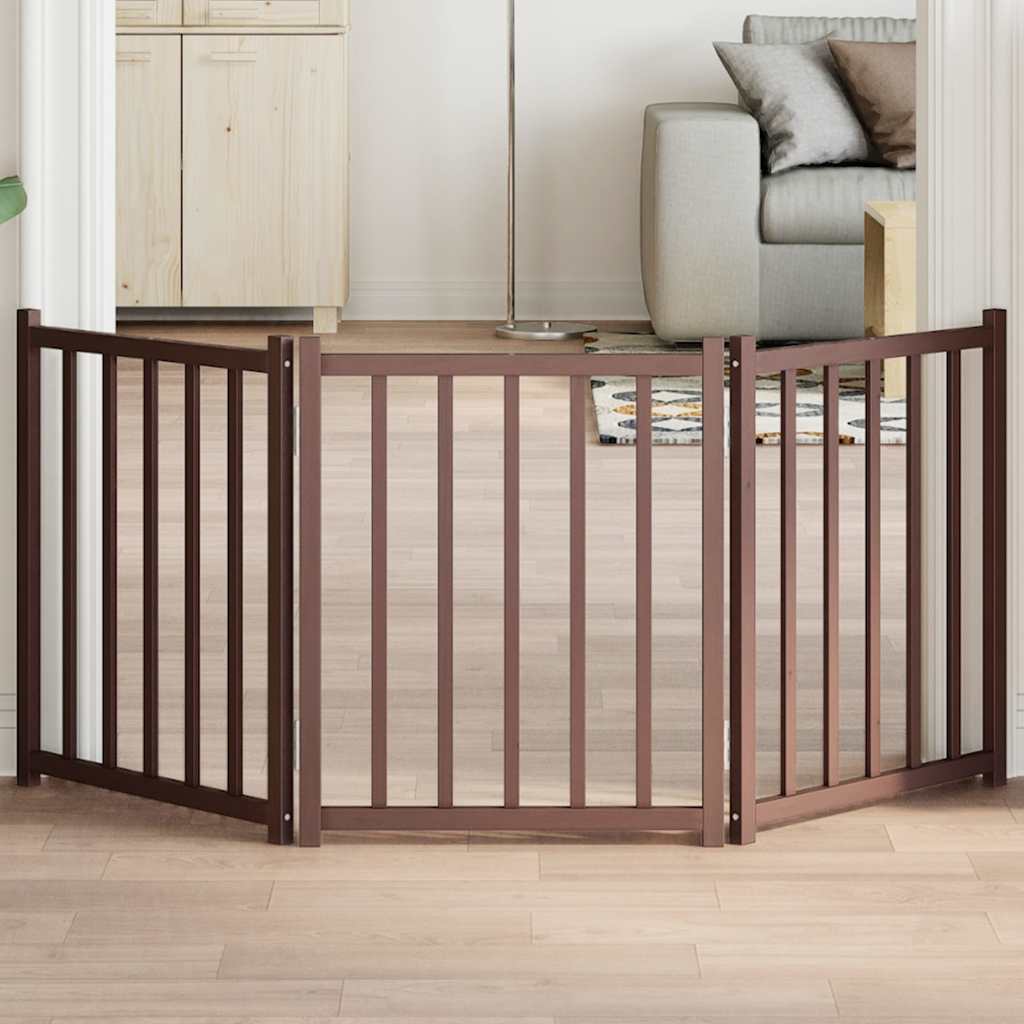 Barrière Pour Chiens Avec Porte 4 Panneaux Bois De Sapin Massif