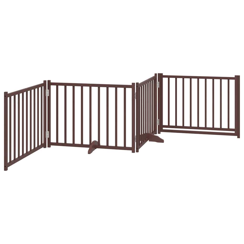 Barrière Pour Chiens Avec Porte 4 Panneaux Bois De Sapin Massif
