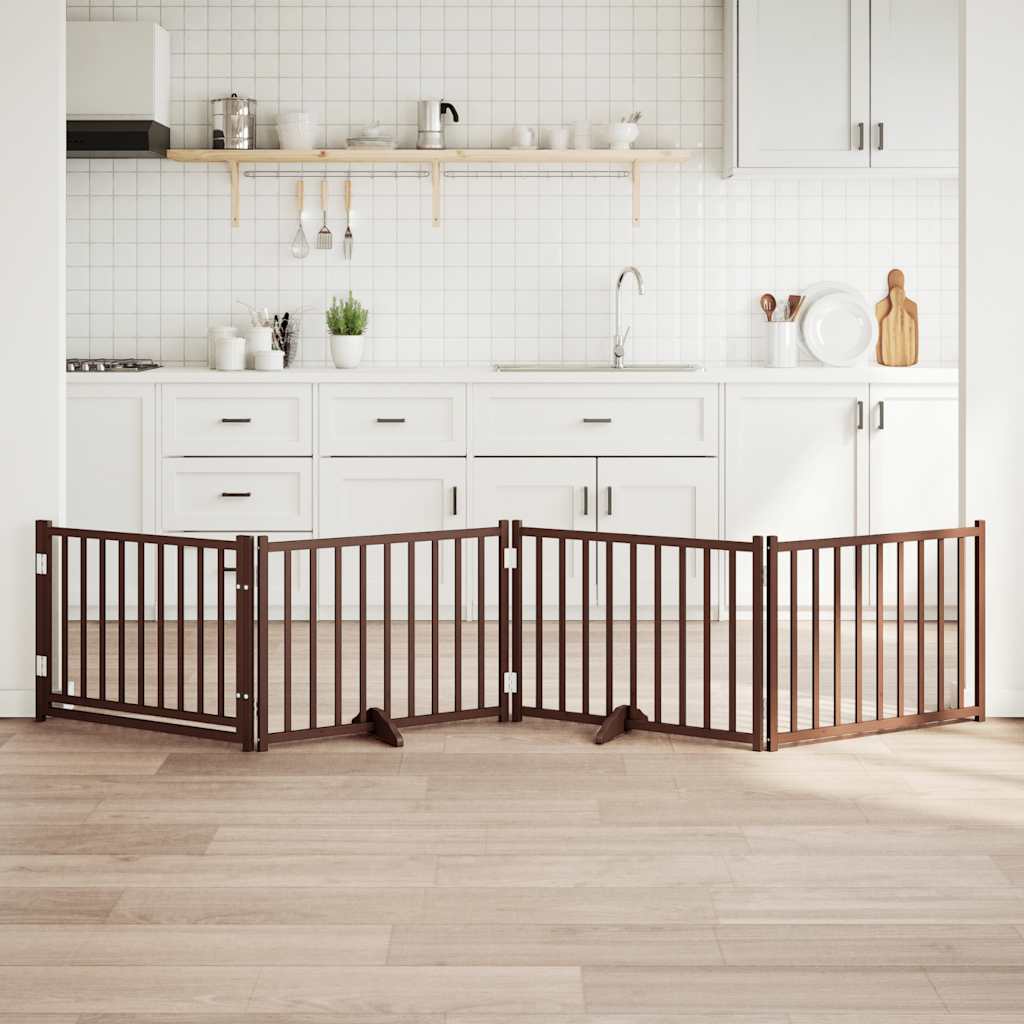 Barrière Pour Chiens Avec Porte 4 Panneaux Bois De Sapin Massif