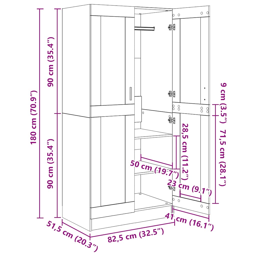 Garde-Robe 82,5X51,5X180 Cm Bois D'ingénierie