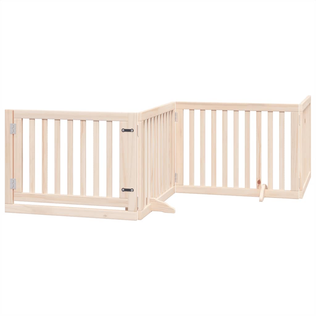 Barrière Pour Chien Avec Porte Pliable 6 Panneaux Bois Peuplier