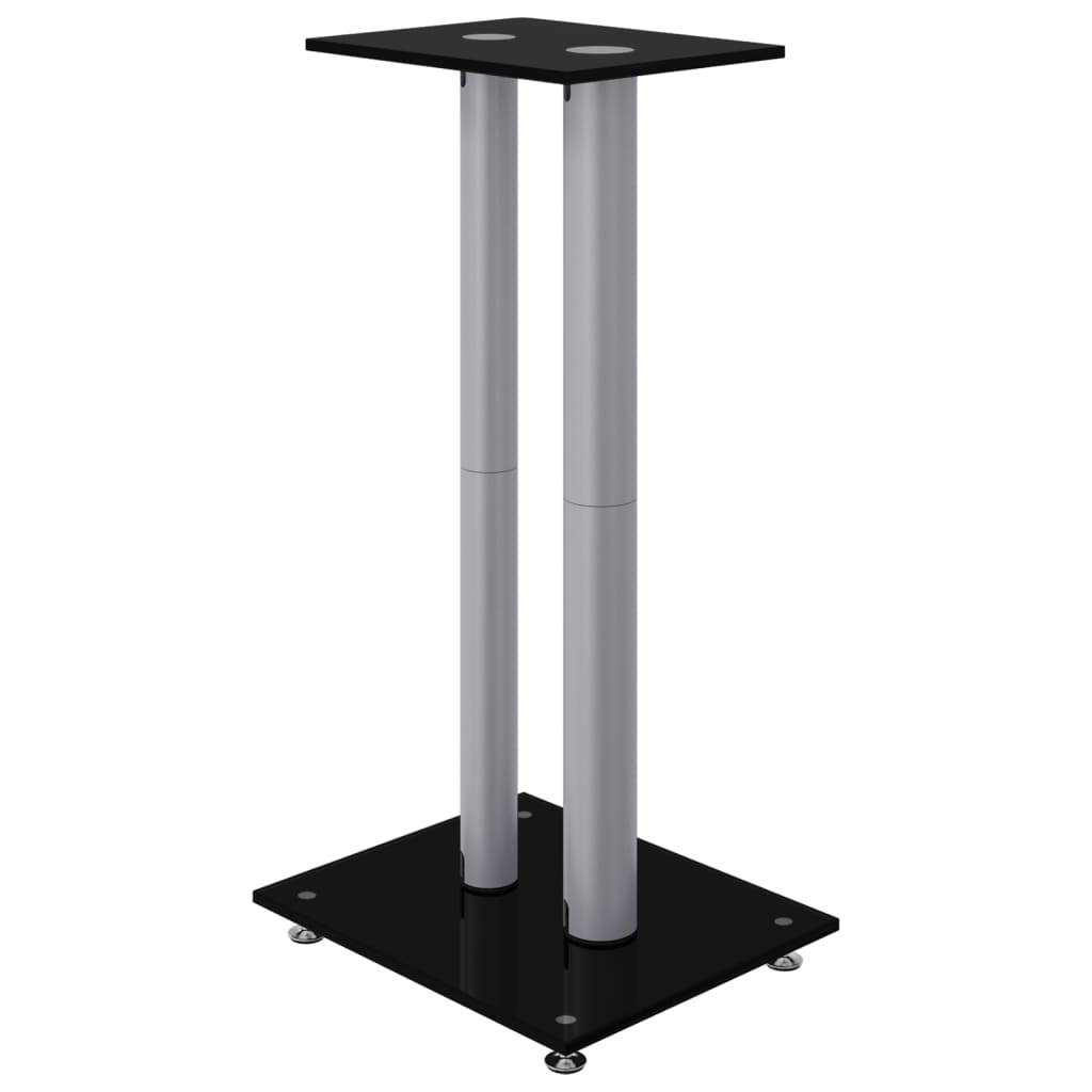 Supports De Haut-Parleurs 2 Pcs Noir/Argenté 2 Piliers