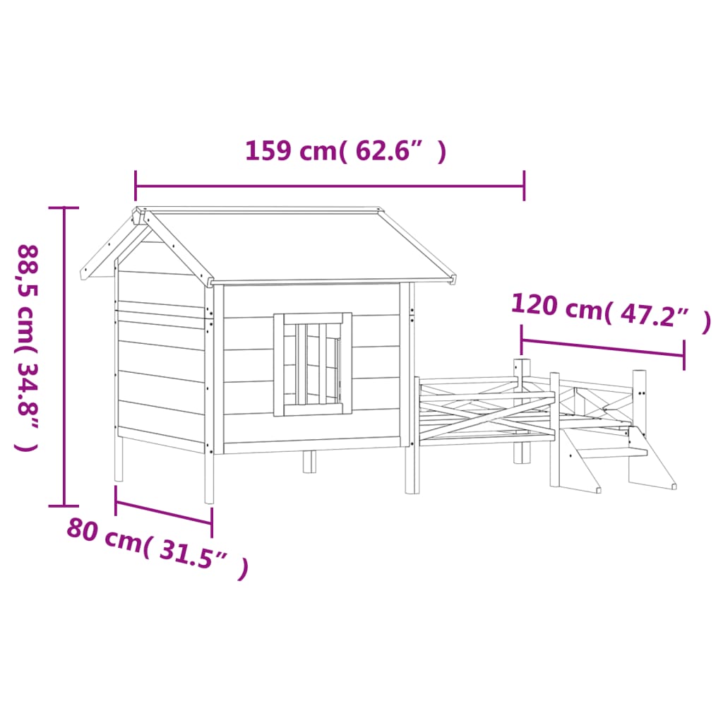 Chenil Moka 159X120X88,5 Cm Bois De Pin Solide