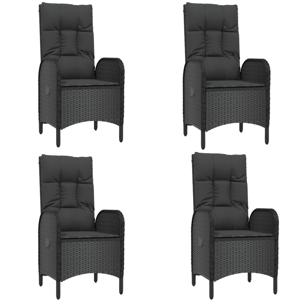 Ensemble À Manger De Jardin Coussins 5Pcs Noir Résine Tressée