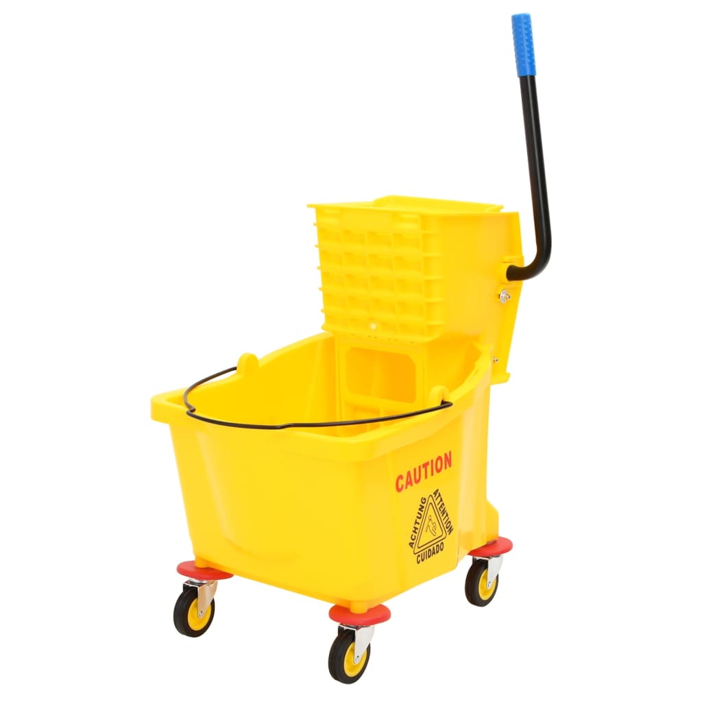 Seau À Serpillière Avec Essoreuse Et Roues Jaune 36 L Pp