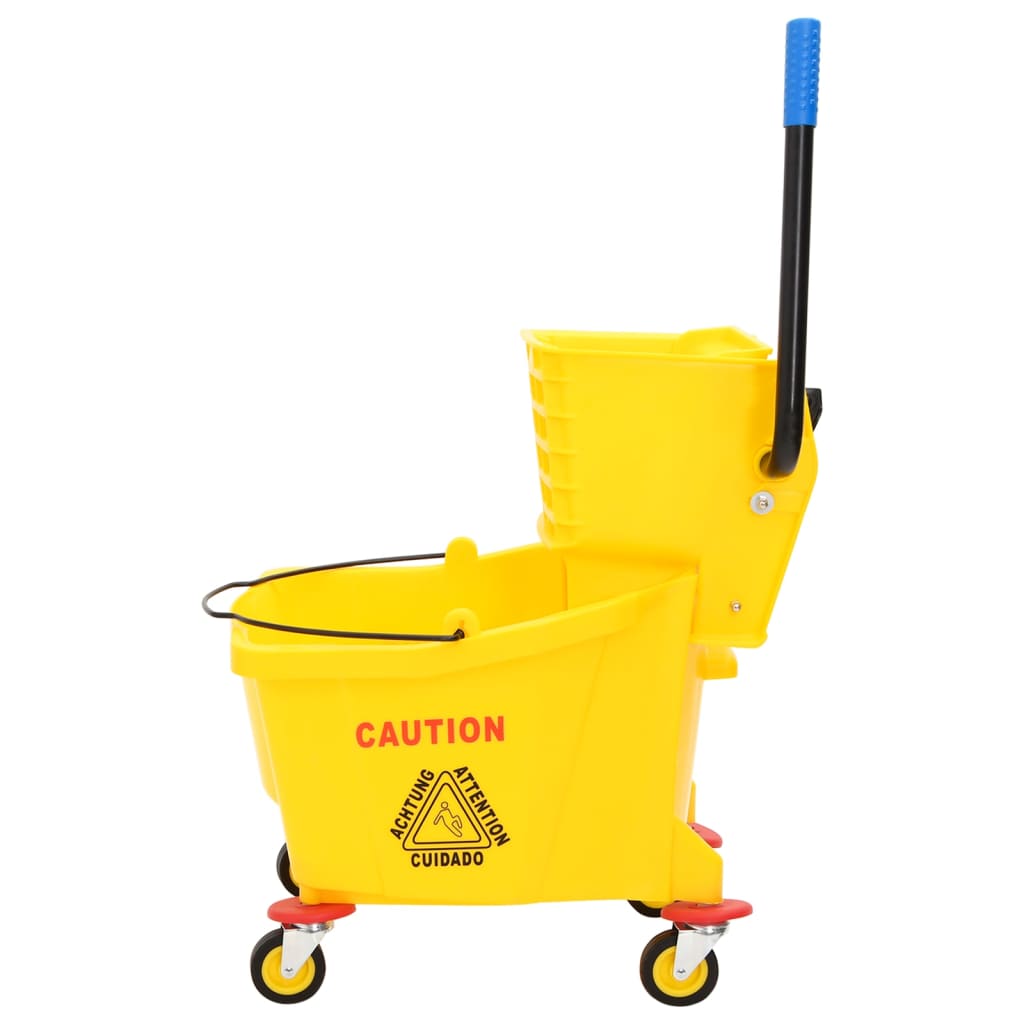 Seau À Serpillière Avec Essoreuse Et Roues Jaune 36 L Pp