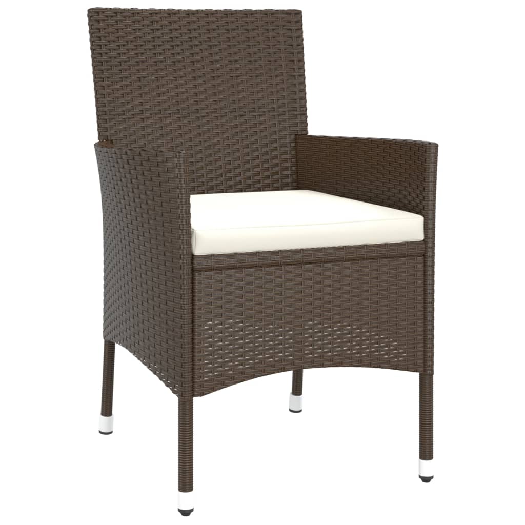 Ensemble À Manger De Jardin Et Coussins 9 Pcs Marron Poly Rotin