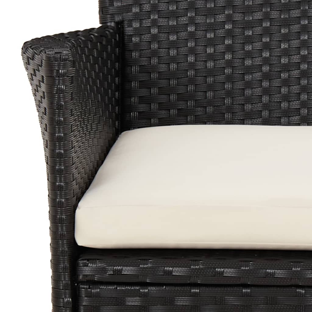 Ensemble À Manger De Jardin Coussins 7Pcs Noir Résine Tressée
