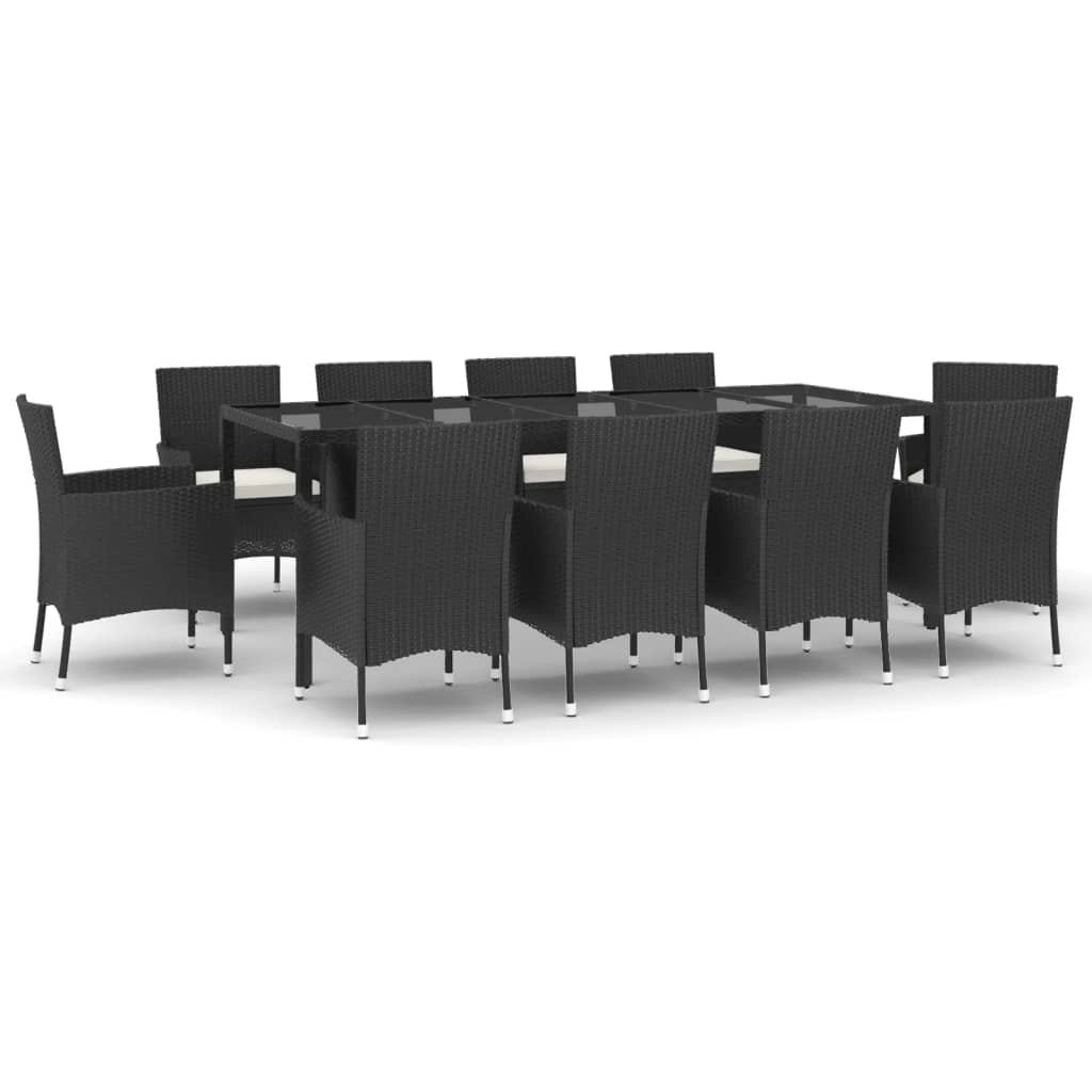 Ensemble À Manger De Jardin 11 Pcs Coussins Noir Résine Tressée
