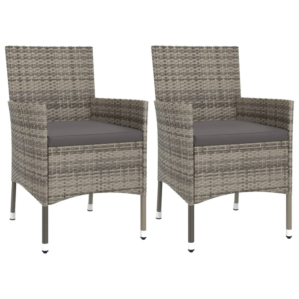 Ensemble À Manger De Jardin 3 Pcs Coussins Gris Résine Tressée