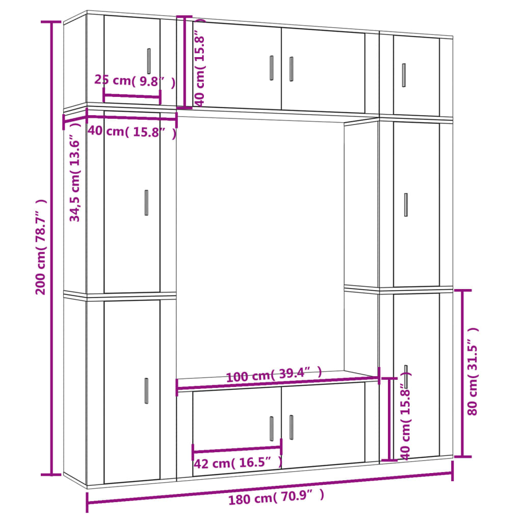 Ensemble De Meubles Tv 8 Pcs Bois D'ingénierie