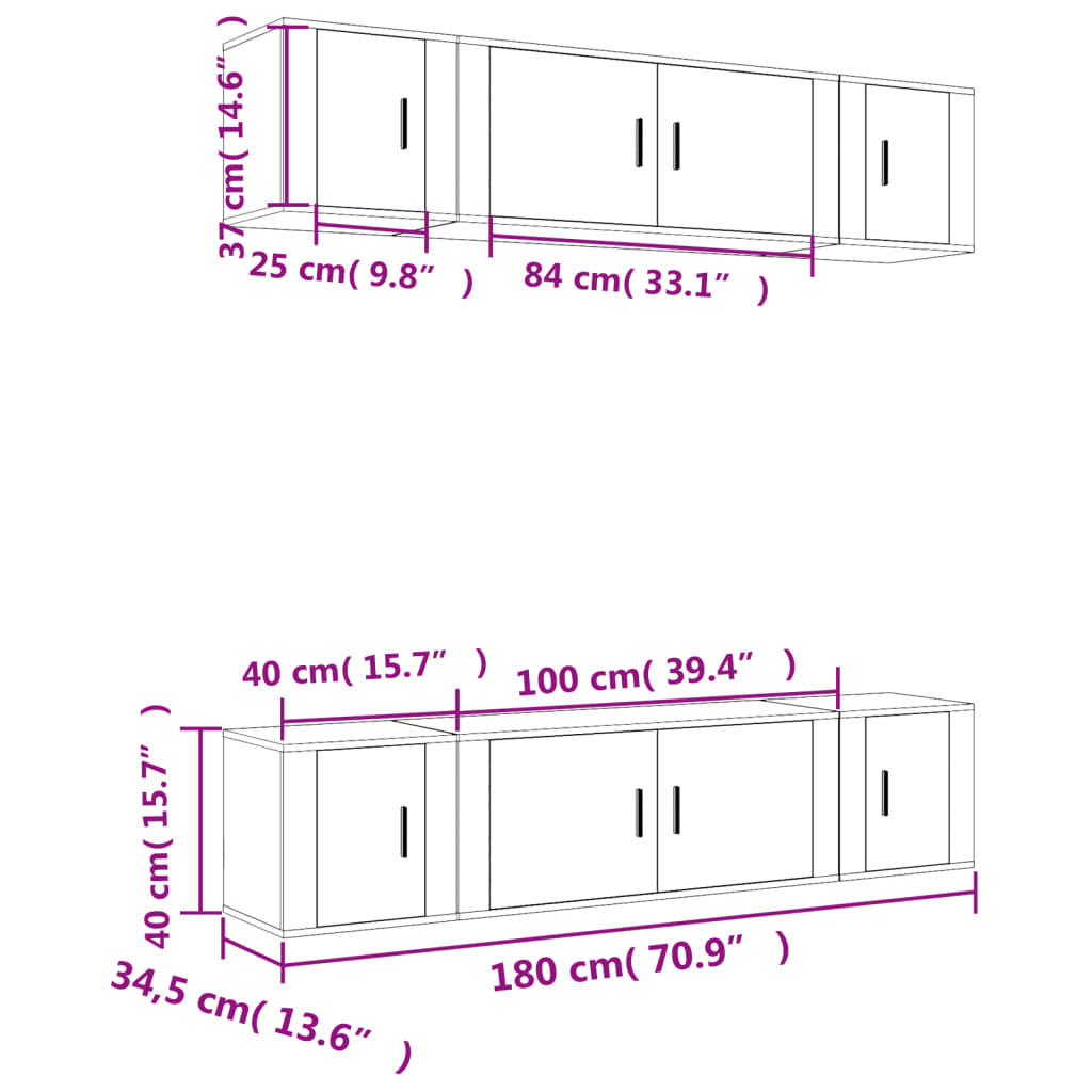 Ensemble De Meubles Tv 6 Pcs Bois D'ingénierie